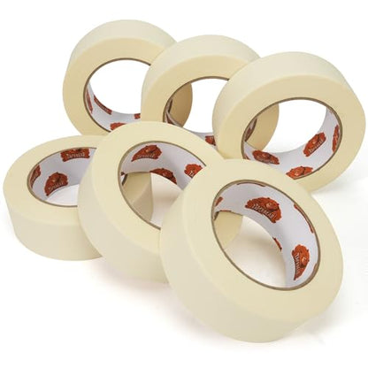General Purpose Masking Tape Beige White 1.5" x 60Yards x 6Rolls (6 Count)