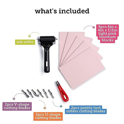 Linocut Block Printing Kit for Stamp Making (11 Count)