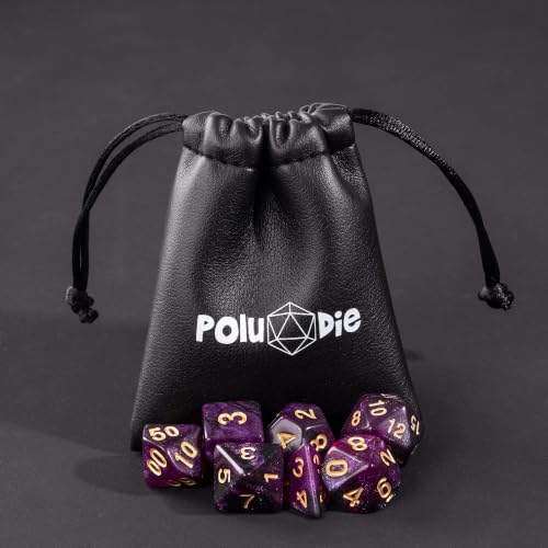 7 Die DND Dice Set Polyhedral Dice Set with a Leather Dice Bag (7 Count)