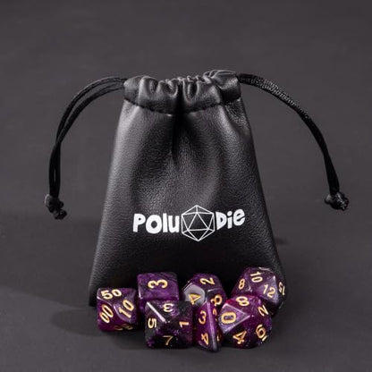 7 Die DND Dice Set Polyhedral Dice Set with a Leather Dice Bag (7 Count)