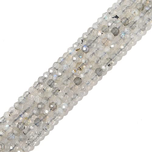 Natural Spectrolite Beads 4x2mm 120pcs Faceted Rondelle Loose Semi Gemstone Beads for Jewelry Making Design (120 Count)