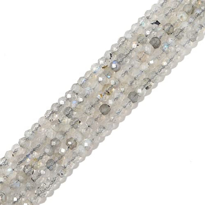 Natural Spectrolite Beads 4x2mm 120pcs Faceted Rondelle Loose Semi Gemstone Beads for Jewelry Making Design (120 Count)