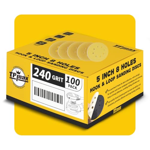 100PCS 5 Inch 240 Grit 125mm 8 Hole Sanding Discs Sandpaper (100 Count)