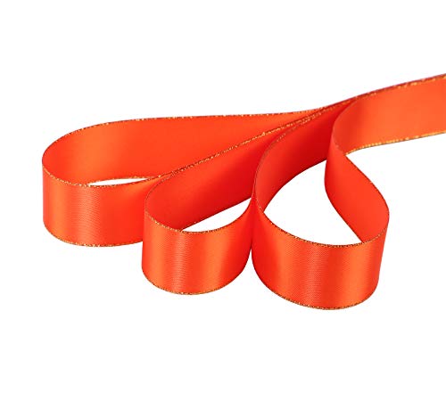 1" Inch Double Faced Satin Ribbon 25 Yards with Gold Edges