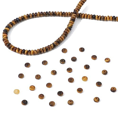 Natural Yellow Tiger Eye Disk Stone Beads 4x2mm 160pcs Rondelle Loose Semi Gemstone Beads for Jewelry Making Design (160 Count)