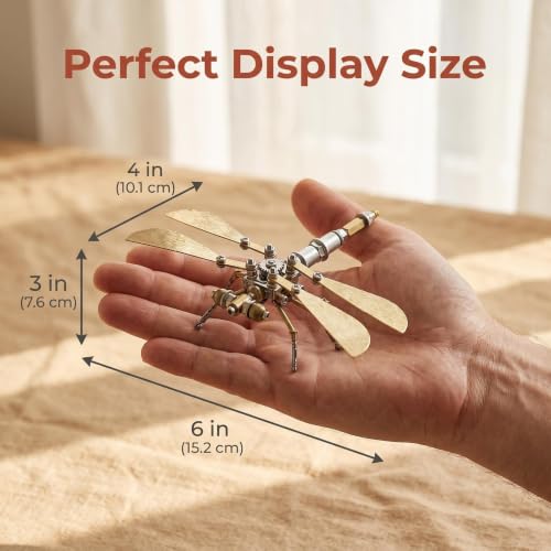 3D Metal Puzzle Kit for Adults Teens Steampunk Dragonfly 140+ Pcs Mechanical Assembly Models 3 Hours to Build Ideal for Gifts and Decorations
