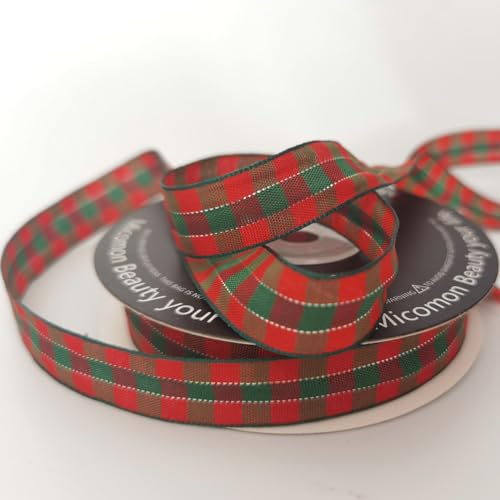 Christmas Ribbon Gingham Checkered Ribbon 25 Yards Plaid Ribbon for Christmas Crafts