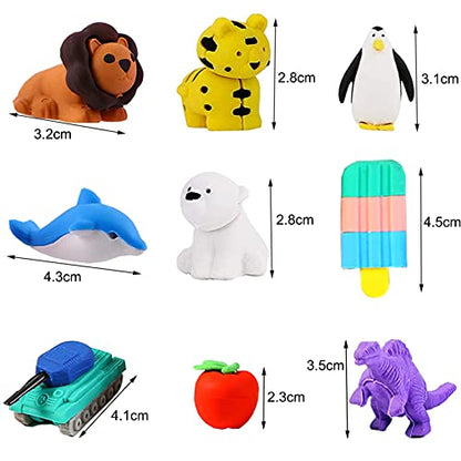 110Pcs Animal Erasers Kids Desk Pets Pencil Erasers 3D Puzzle Eraser Bulk Mini Animal Food Toys Fun Cute Eraser for Classroom Rewards (110 Count)