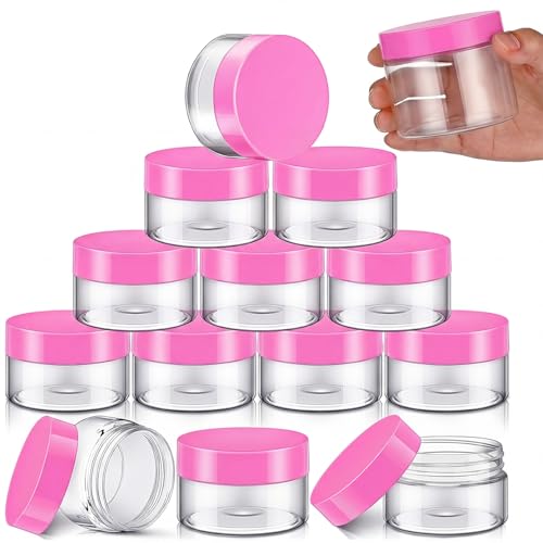 12 Pack 6 oz Plastic Container Jars with Lids Round Clear Travel Cosmetic Container Slime Jars for Toiletries (12 Count)