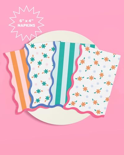 24pc Italian Summer Floral Stripe Napkins