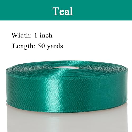1 Inch Teal Solid Satin Ribbon for Gift Wrapping