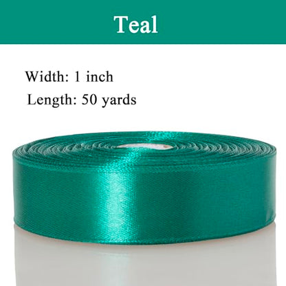 1 Inch Teal Solid Satin Ribbon for Gift Wrapping