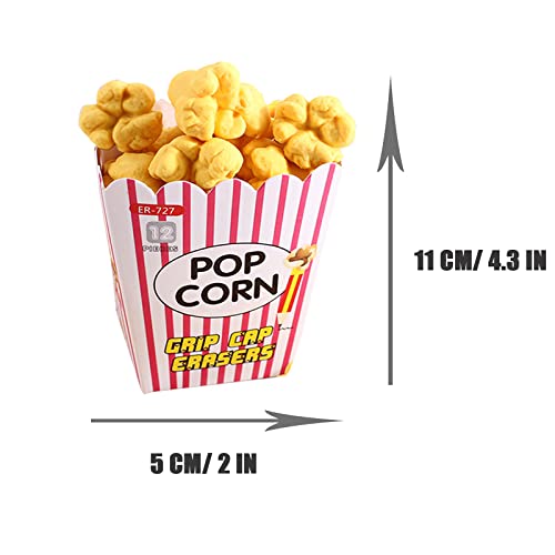 Pencil Top Erasers 36 Pack Popcorn Pencil Erasers Toppers Cap Erasers for Kids Cute Fun Novelty Food Erasers for Student School Supplies Prize Gifts Party Favors (36 个)