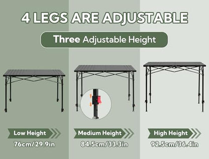Portable Outdoor Adjustable Height Camping Table
