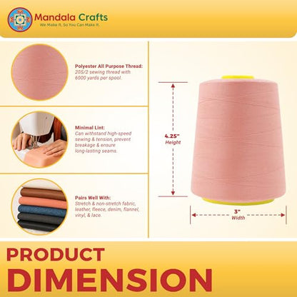 20S 2 Blush Polyester 4 Pack of Serger Threads Cones (288000 Foot)