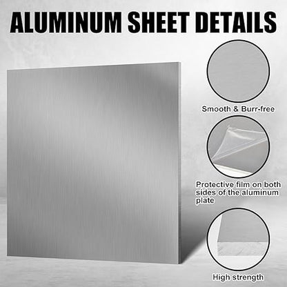 2 Pcs 6061 Aluminum Sheet Metal with Protective Film 12 x 12 x 3 (2 Count)