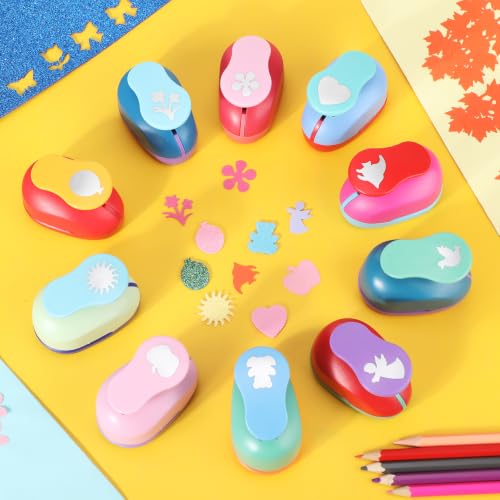 10 Pcs Craft Hole Punch Shapes 1 Inch Paper Punch Hole Mix Shapes Cutters for Paper Crafting Scrapbooking Office Supplies (10 Count)