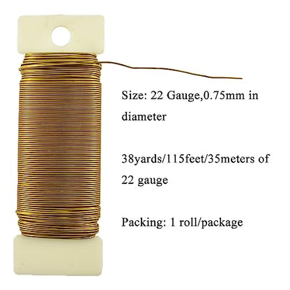 22Gauge Dark Gold Metal Floral Wire