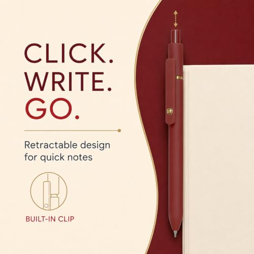 Red Gel Pens 6 Pack 0.7mm Red Colored Pens for Journaling and Notes (6 Count)