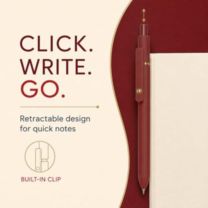 Red Gel Pens 6 Pack 0.7mm Red Colored Pens for Journaling and Notes (6 Count)