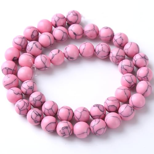 45pcs 8mm Pink Turquoise Beads Natural Stone Round Loose Spacer Beads for Jewelry Making DIY Bracelet Necklace 1 Strand 15inch