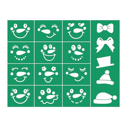 Snowman Face Small Christmas Stencil Silk Screen Transfers Xmas Joy Screen Print Stencil Holiday Self Adhesive Silk Screen Stencils for Crafts on Wood