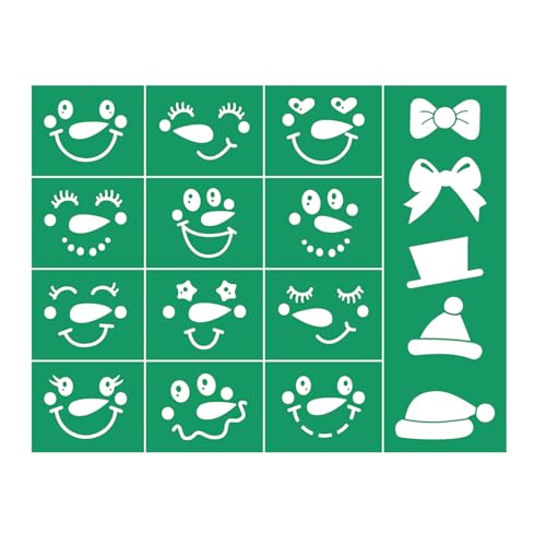 Snowman Face Small Christmas Stencil Silk Screen Transfers Xmas Joy Screen Print Stencil Holiday Self Adhesive Silk Screen Stencils for Crafts on Wood