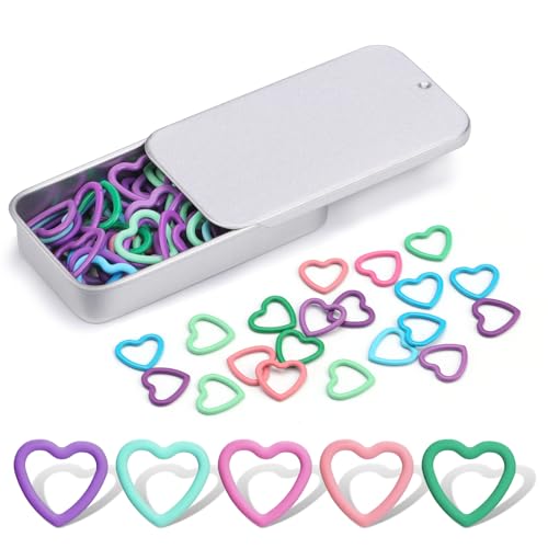 Heart Shaped Metal Stitch Markers (50 Count)