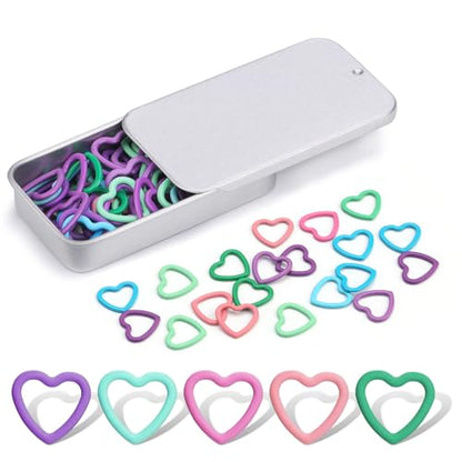 Heart Shaped Metal Stitch Markers (50 Count)
