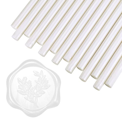 15Pcs Pearl White Glue Gun Sealing Wax Sticks for Wax Seal Stamp (15 Count)