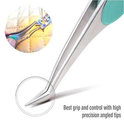 High Precision Angled Tip Tweezers with Cushion Grip