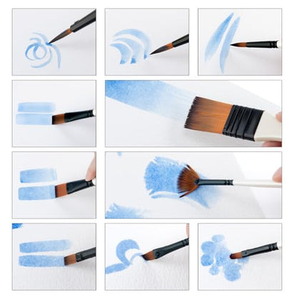 Paint Brush Kit 10pcs Art Brushes and 1 Paint Spatula with Brush Case