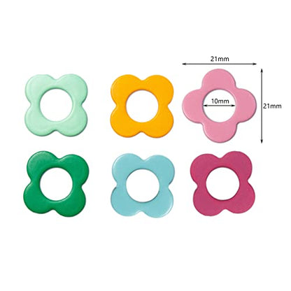 Multicolor Flower Shape Metal Stitch Markers Ring Mini Crochet Markers Knitting Markers for Weaving (24 Count)