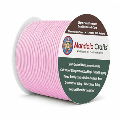 0.5mm Light Pink Waxed Cord (327 Foot)