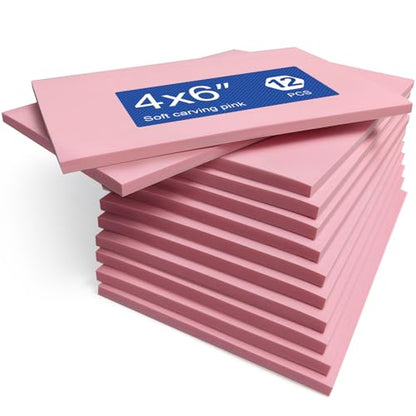 12 Pack 4 x 6" Soft Linoleum Rubber Carving Blocks