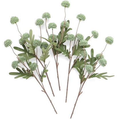 5pcs Sage Green Faux Silk Mums Artificial Flowers (5 Count)