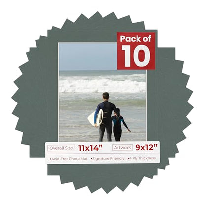 Pack of Ten Acid Free 11x14 Mats Bevel Cut for 9x12 Photos (10 Count)