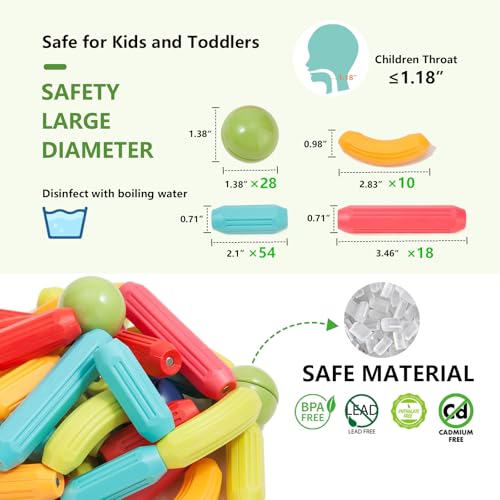 Magnetic Building Blocks STEM for Kids (110 Count)