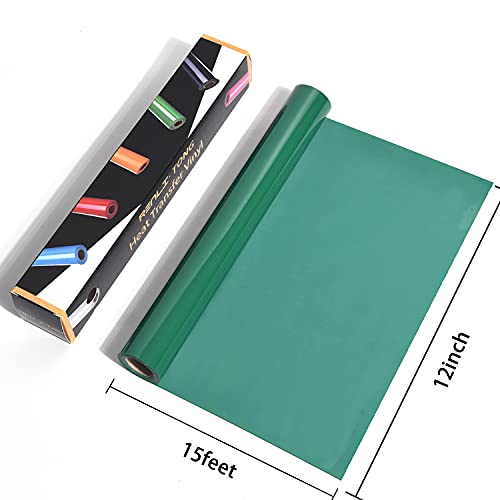 RENLITONG Green Iron on Vinyl 12Inch by 20ft Roll Heat Transfer Vinyl for T