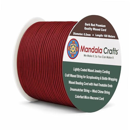 0.5mm Dark Red Cotton Waxed Cord for Jewelry Making (327 Foot)