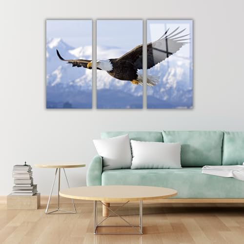 Eagle Printed Tempered Glass Wall Art Painting for Living Room