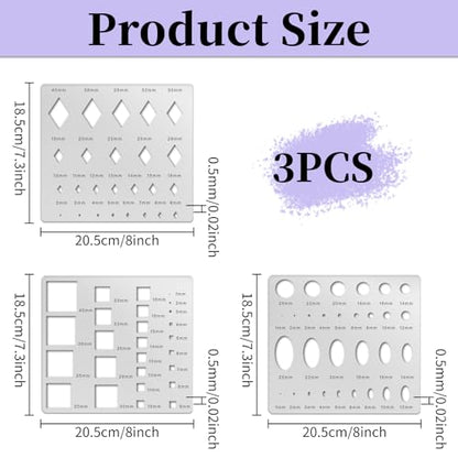 3PCS Metal Stencils Diamond Square Ellipse Circle Template for Drafting Jewelry Making Templates Oval Stencil Metal Geometric Stencils Stainless Steel Journal Stencil for DIY Scrapbooking (3 Count)