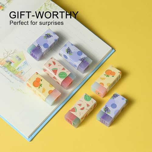 18Pcs Cute Fruit Erasers for Kids Bulk (18 Count)