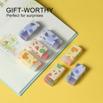 18Pcs Cute Fruit Erasers for Kids Bulk (18 Count)