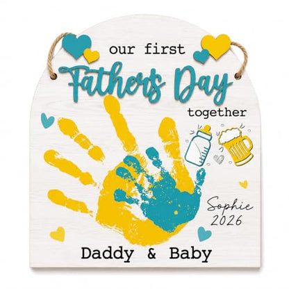 DIY Our First Father's Day Together Daddy & Baby Handprint Signs