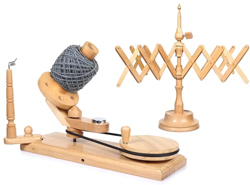 Wooden Yarn Ball Winder & Table Top Swift Set