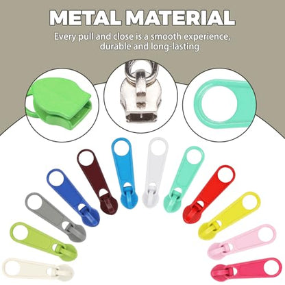 120Pcs Zippers Repair Kit Zipper Replacement 3# Zipper Pull Rescue Kit for Clothing Jackets Purses Luggage Backpacks