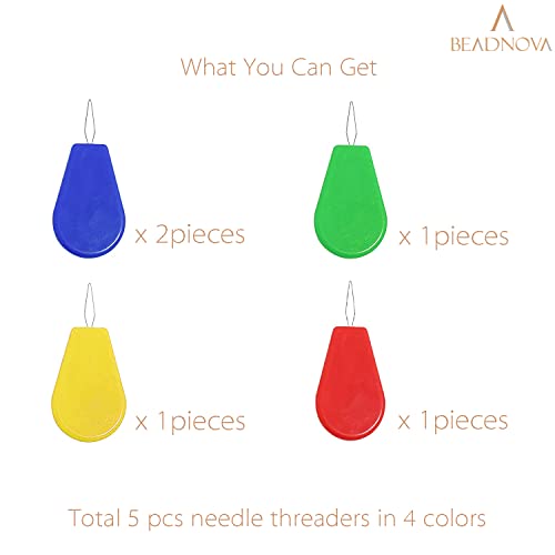 Embroidery Needle Threader Tool 5pcs Plastic Wire Loop Sewing Machine Needle Threader for Hand Sewing Cross Stitch Craft Knitting Quilting (5 Count)