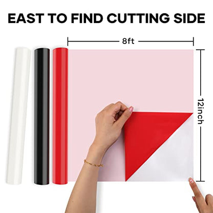 HTV Vinyl Rolls Black White and Red Heat Transfer Vinyl