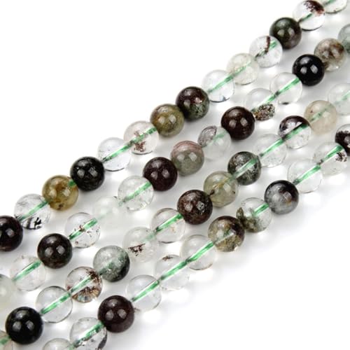 120pcs Adabele Natural Green Phantom Crystal Quartz Healing Gemstone 6mm Round Loose Beads Gem Stone Spacer for DIY Craft Jewelry Making GE7 (116 Count)